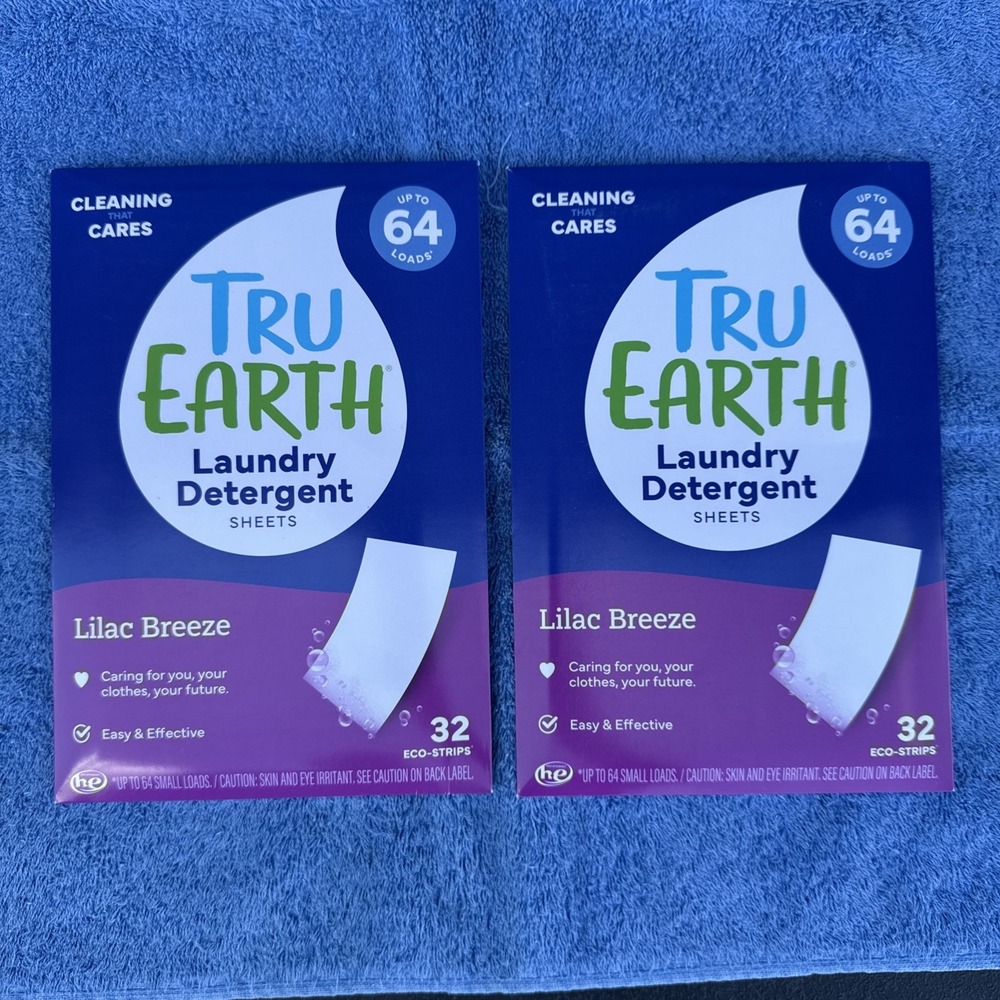 Tru Earth Laundry Detergent Sheets Lilac Breeze & Breeze 32 Strip Up to 64 Loads
